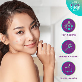 LivaClean transparent patch on chin after application showing low-profile wear