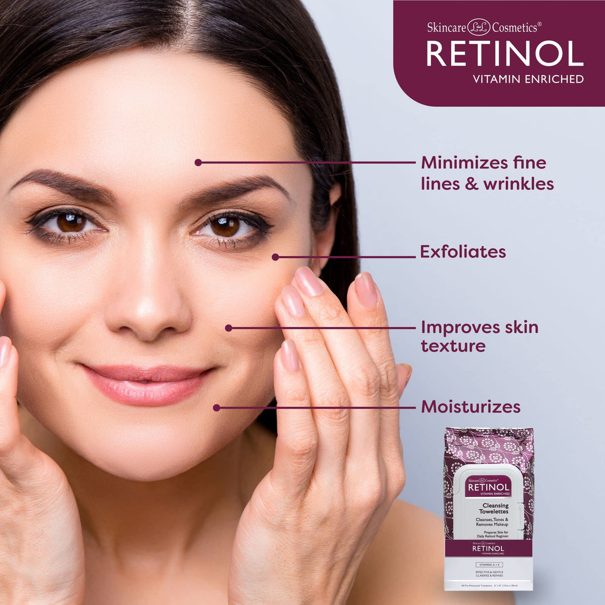 Removing eye makeup with LIVAURA wipe showing effective waterproof makeup lift