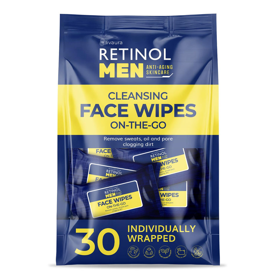 Retinol LIVAURA front packaging showing travel-ready wipes and count
