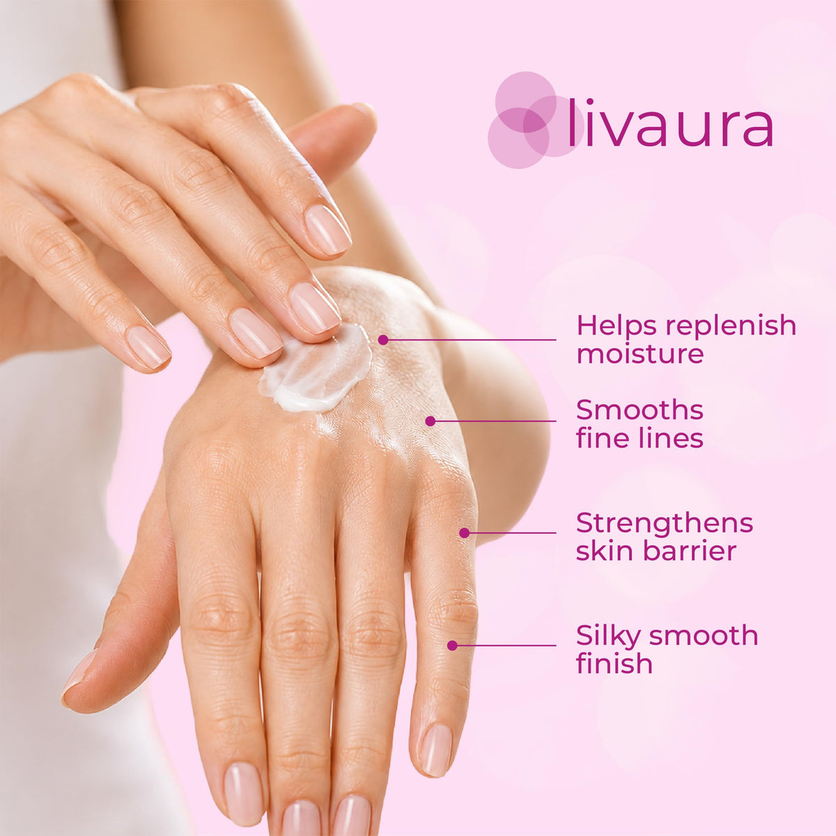 Focused view of knuckles and cuticles after LIVAURA Retinol application showing improved texture