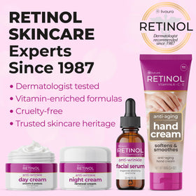 Close-up of LIVAURA Retinol ingredients label highlighting nourishing components