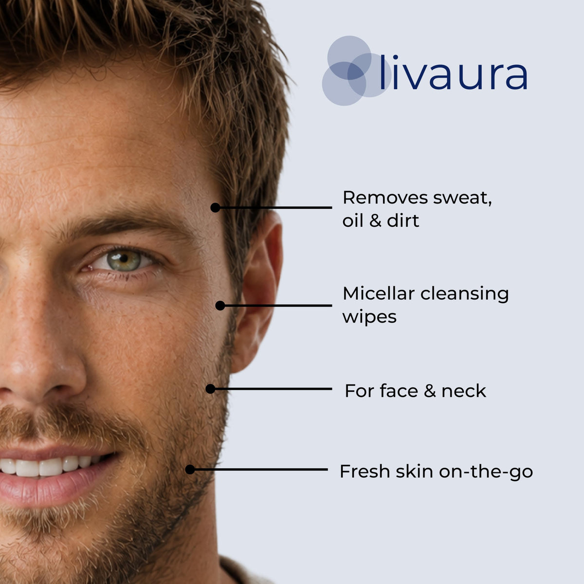 LIVAURA wipe next to phone illustrating large wipe size and portability