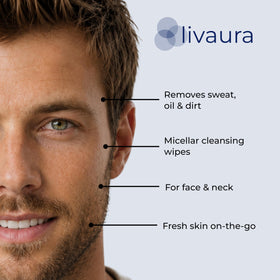 LIVAURA wipe next to phone illustrating large wipe size and portability