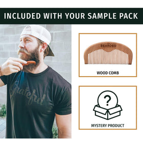 Live Bearded wooden comb with bottles, aiding neat styling and beard control