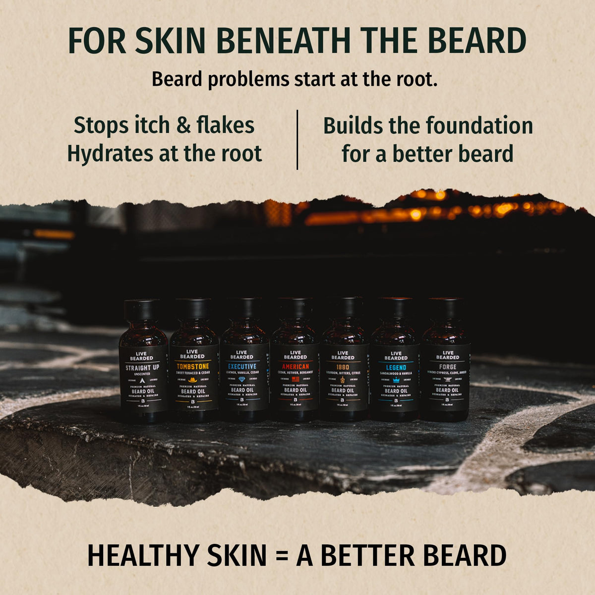 Live Bearded label close-up highlighting natural ingredient list and clarity
