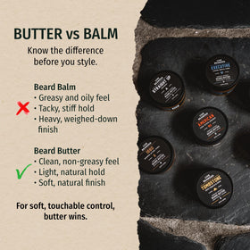 Live Bearded open jar texture close-up highlighting creamy shea butter benefits