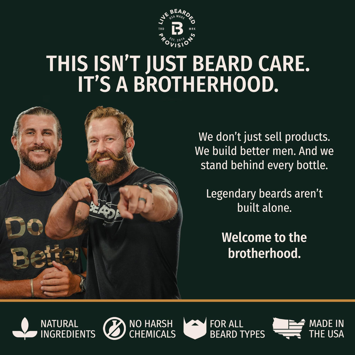Live Bearded label closeup highlighting ingredients and guarantee benefit