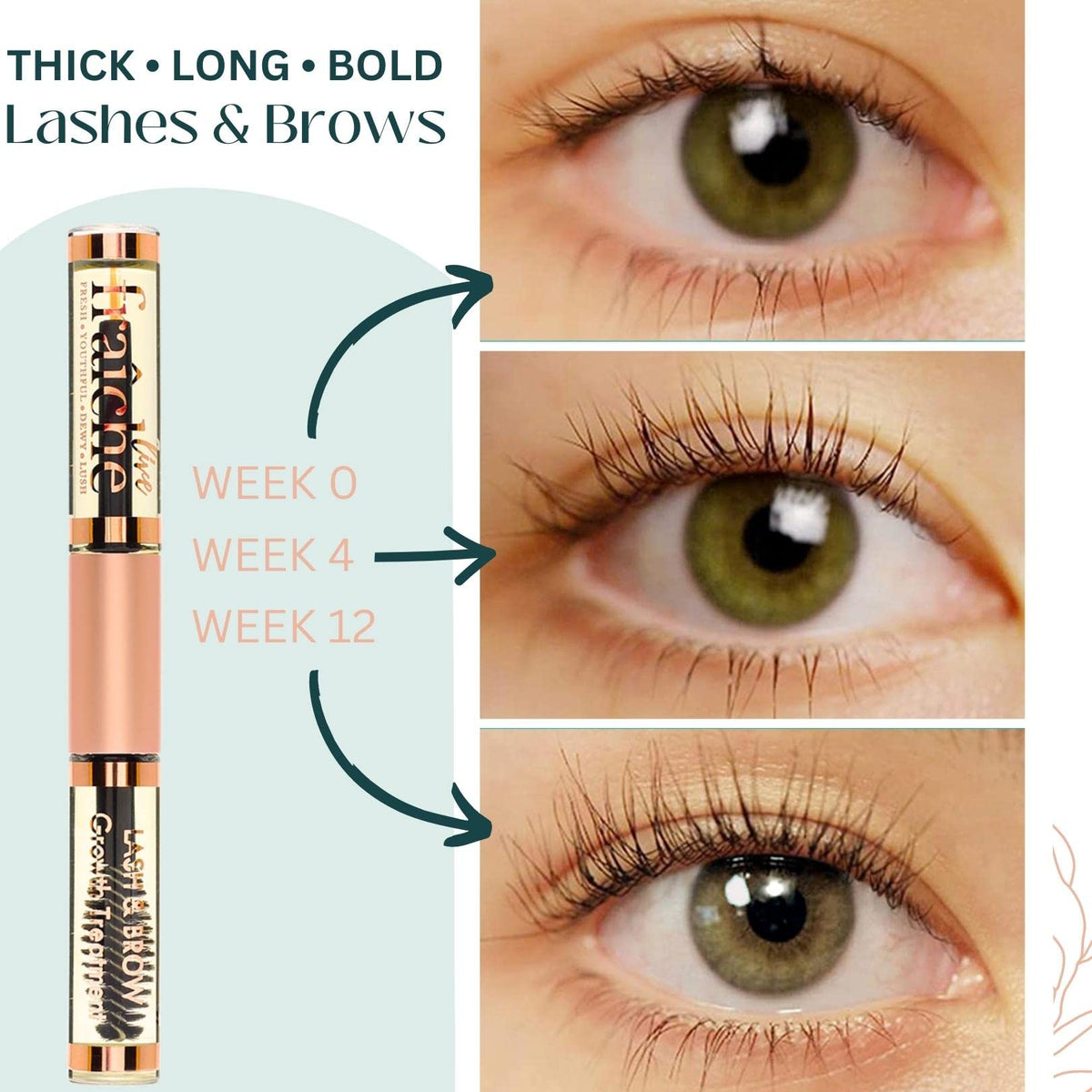 Live Fraiche filled mascara tube applying oil to lashes precisely