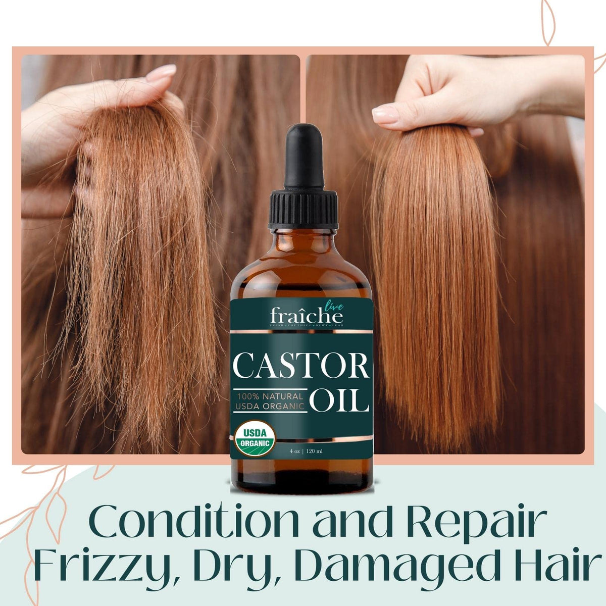 Live Fraiche oil texture close-up drop highlighting rich conditioning