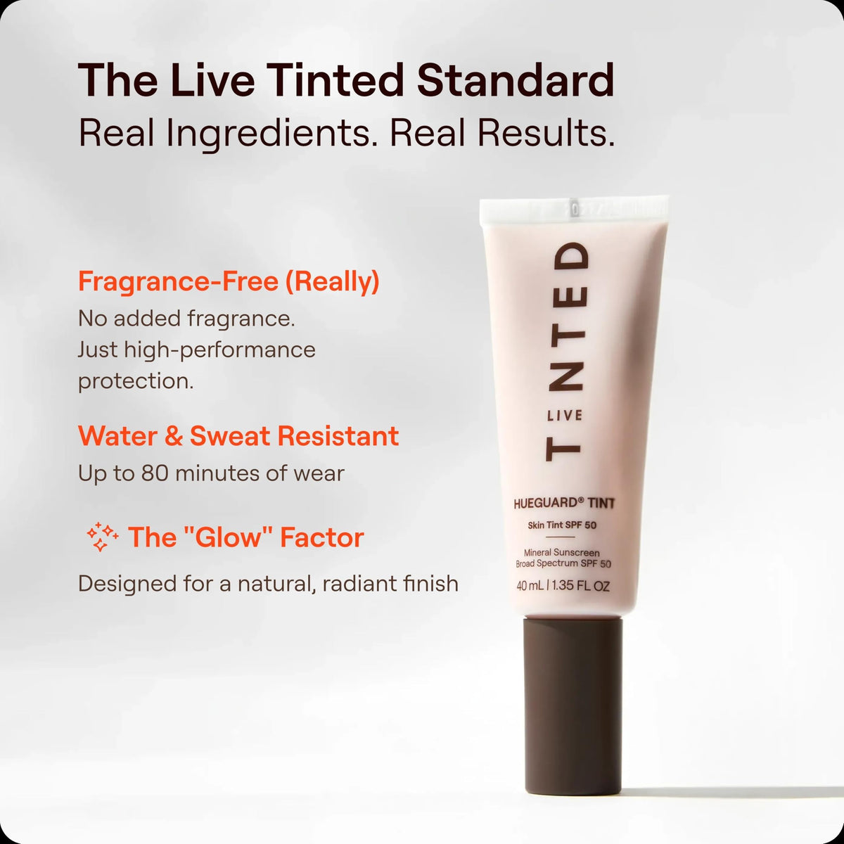 Live Tinted Hueguard applied with fingers demonstrating blendability and coverage