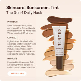 Live Tinted Hueguard texture close-up highlighting dewy, lightweight finish