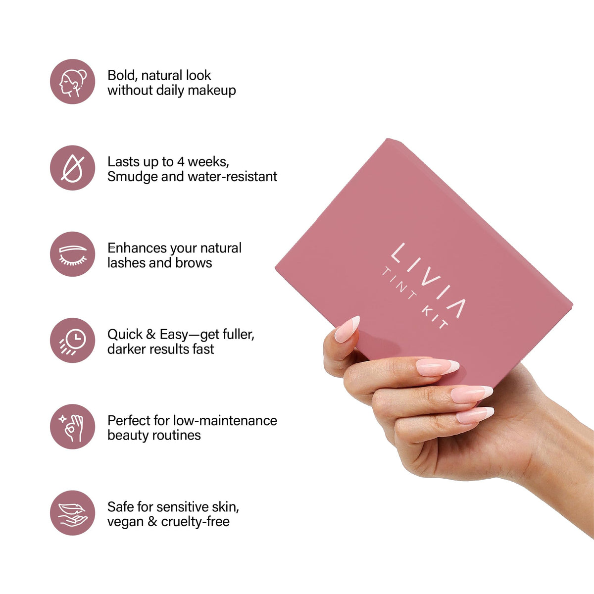 LIVIA in-use application step demonstrating quick ten-minute at-home result