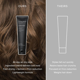 Living Proof styler bottle in hand demonstrating travel-friendly size and grip