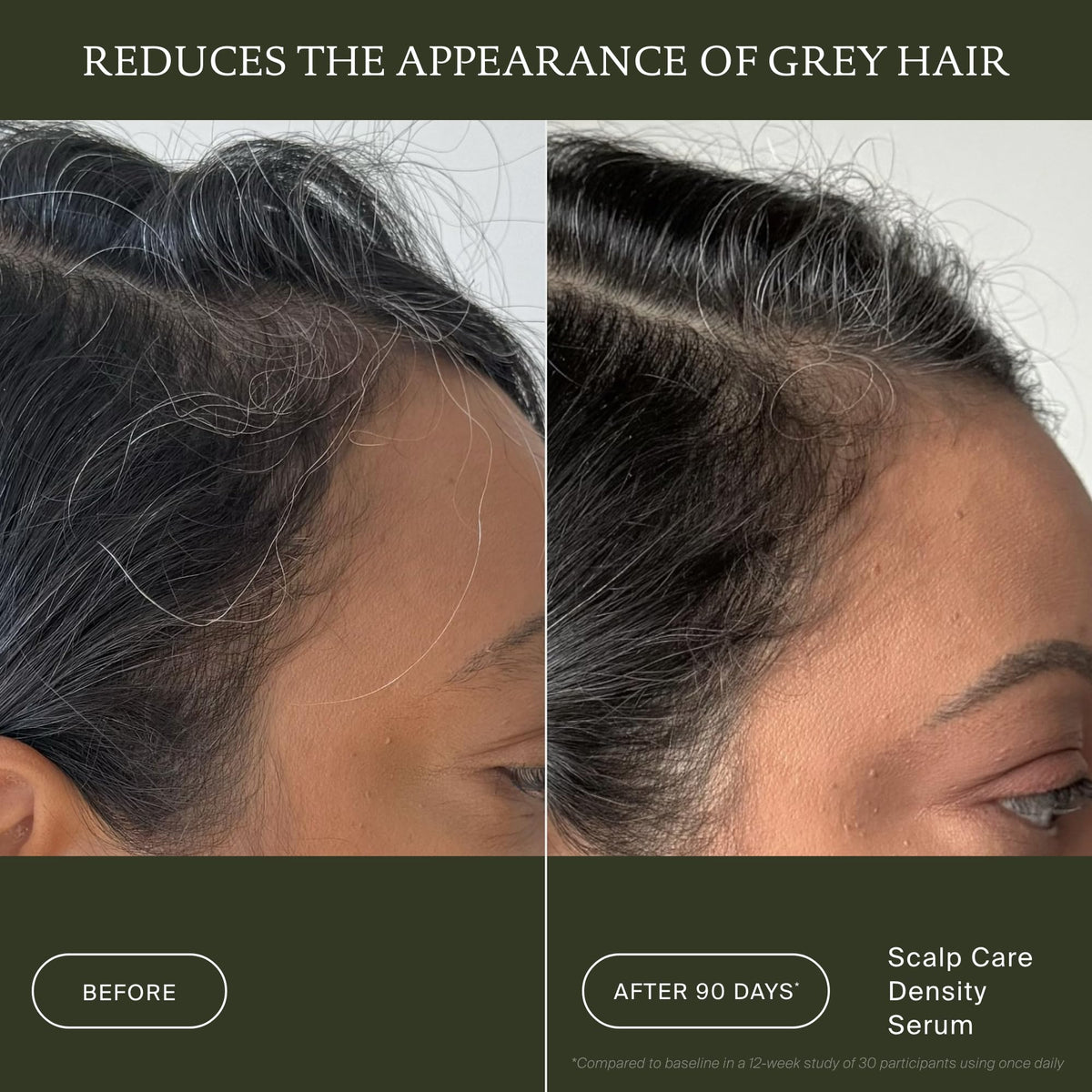 Living Proof applying serum to scalp demonstrates targeted root coverage benefit
