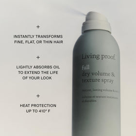 Living Proof close-up aerosol nozzle of dry shampoo for precise, no-mess application benefit