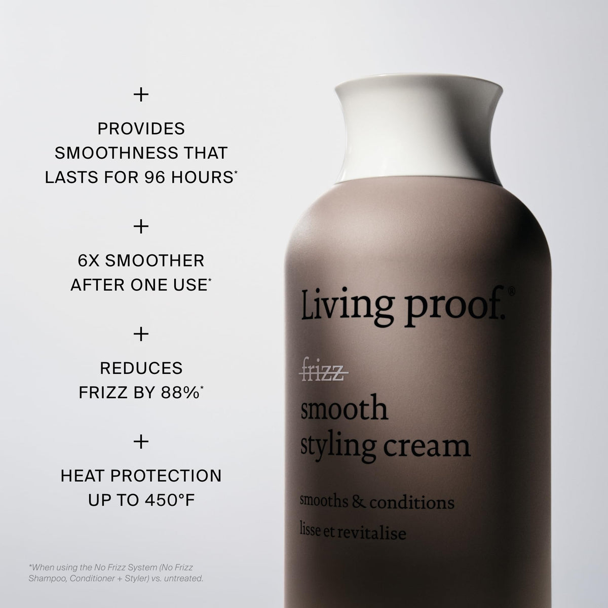 Living Proof cream being applied to mid-lengths showing improved manageability and softness
