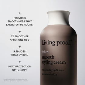Living Proof cream being applied to mid-lengths showing improved manageability and softness