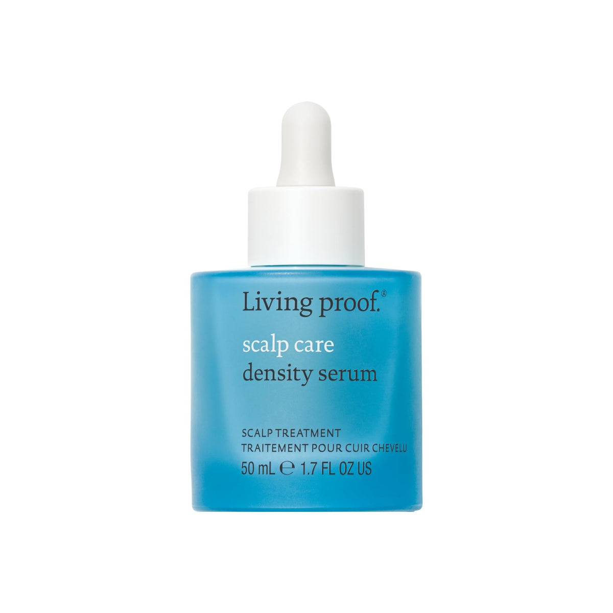 Living Proof density serum front bottle shows product and packaging benefits
