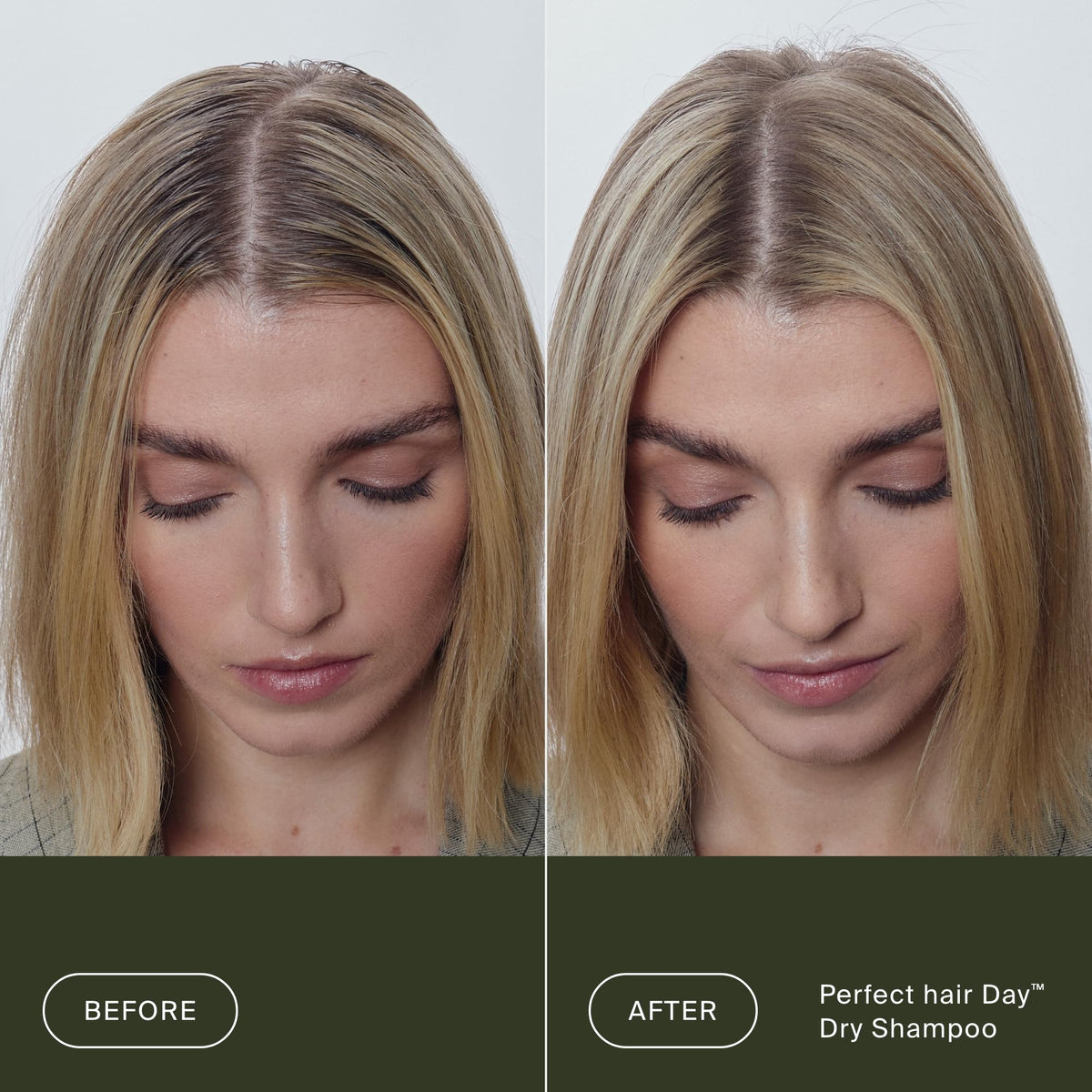 Living Proof application on scalp illustrating fast oil absorption benefit
