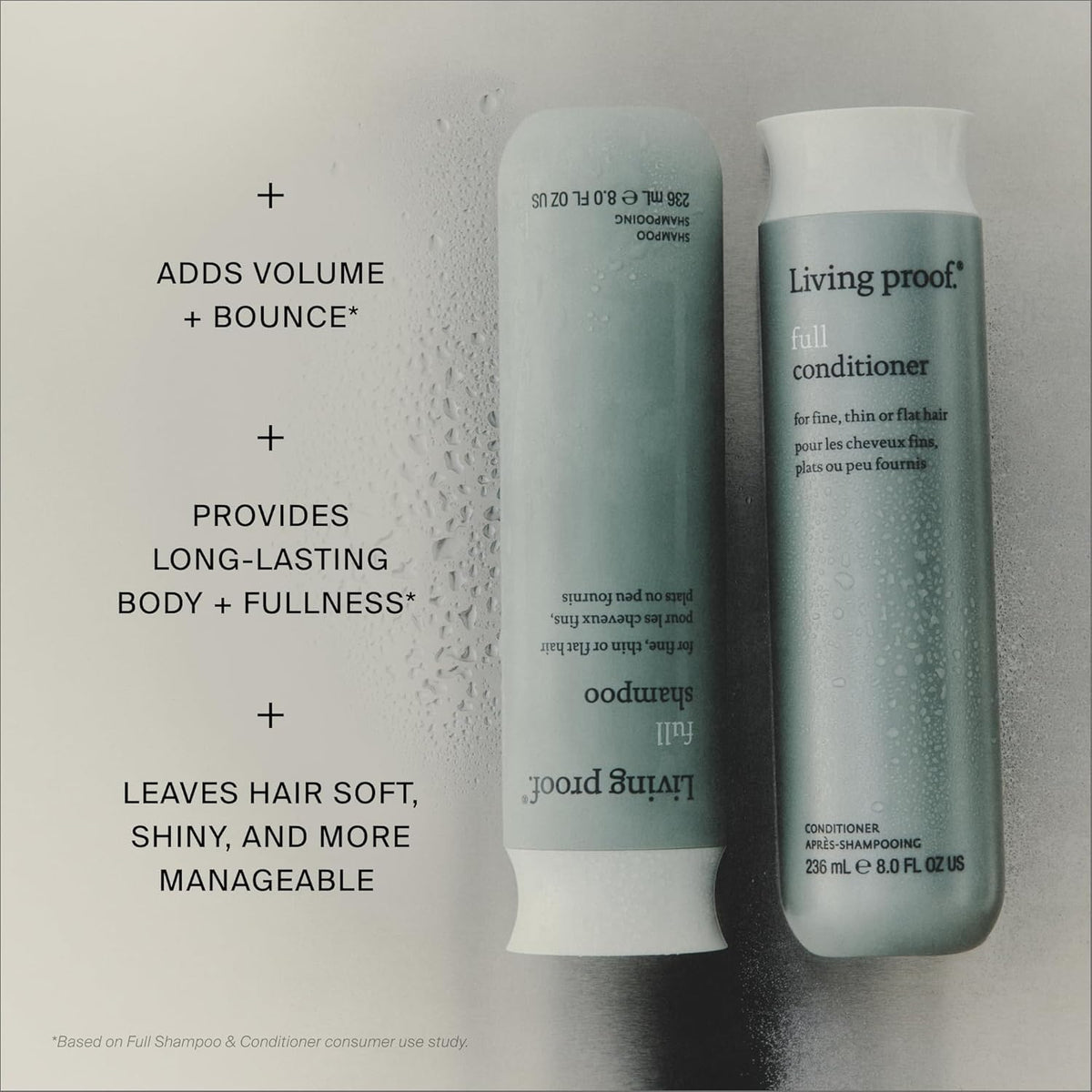 Living Proof label close-up highlighting silicone-free, color-safe benefit