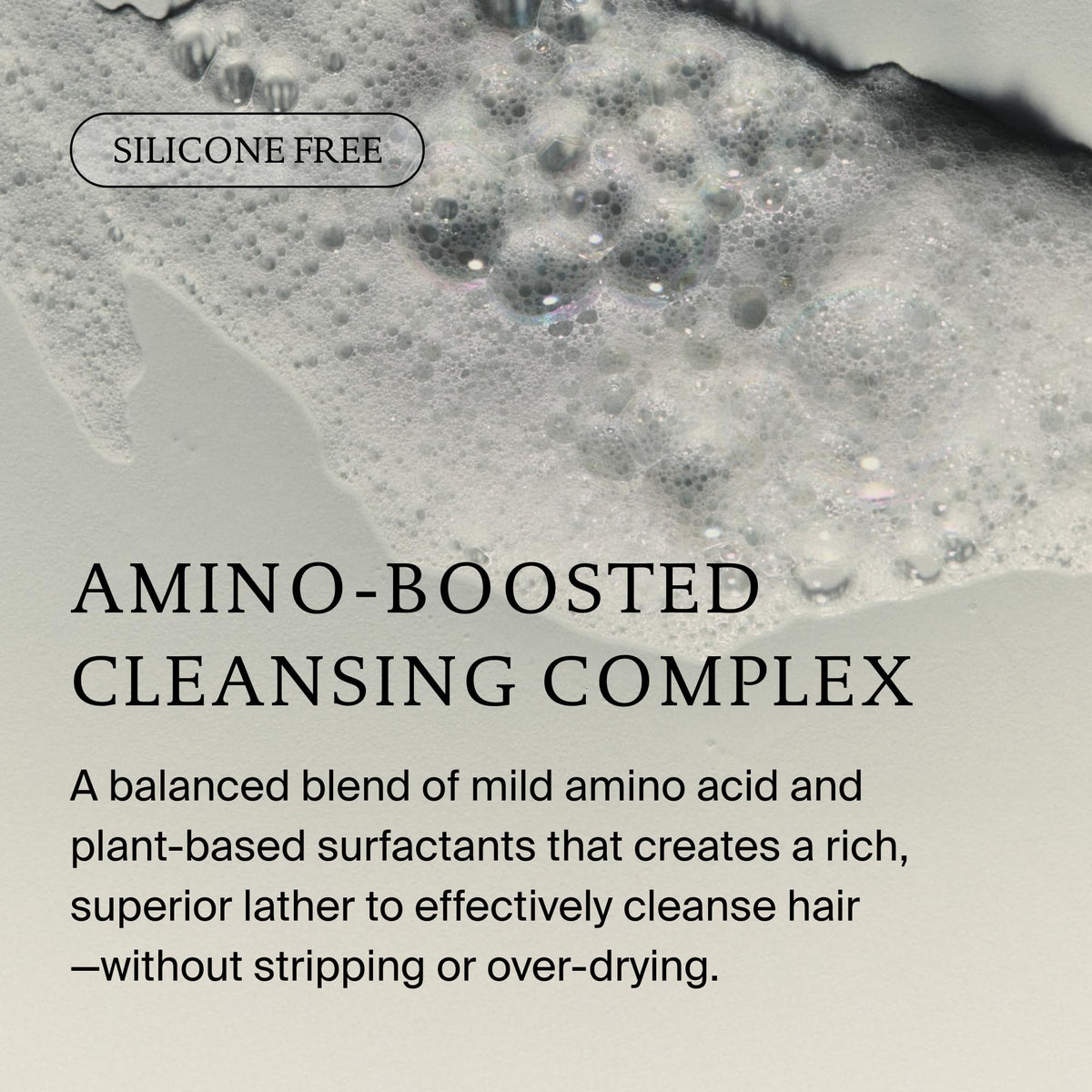 Living Proof foam texture close-up illustrating luxurious lather and gentle cleanse