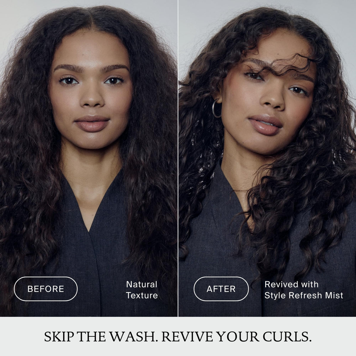 Living Proof before and after hair showing refreshed, lifted roots