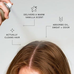 Living Proof product label and ingredients panel emphasizing gentle, oil-absorbing formula