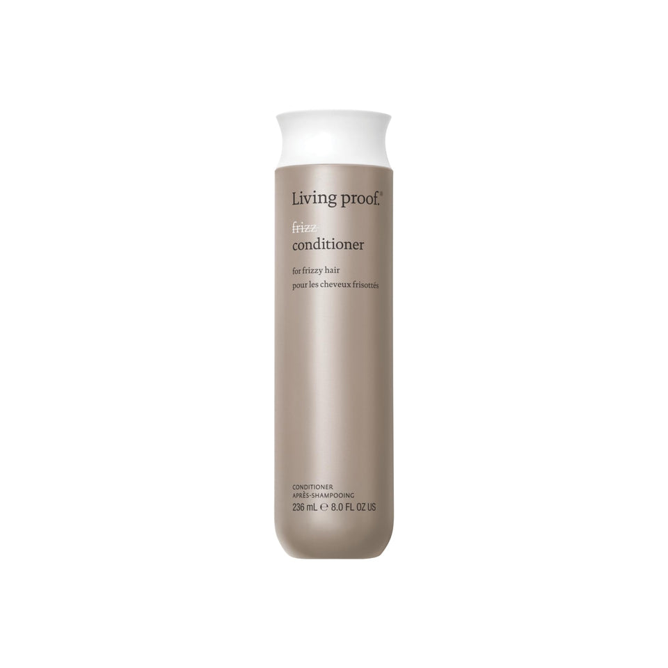 Living Proof front packaging showing 8 oz bottle and sleek label benefit frizz control
