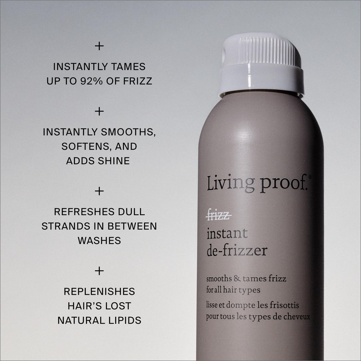 Living Proof lipid-replenish graphic illustrating restored hair manageability benefit