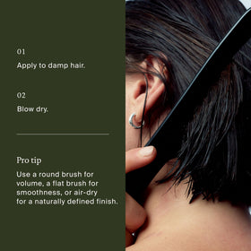 Living Proof close-up of glossy hair finish showing added shine benefit