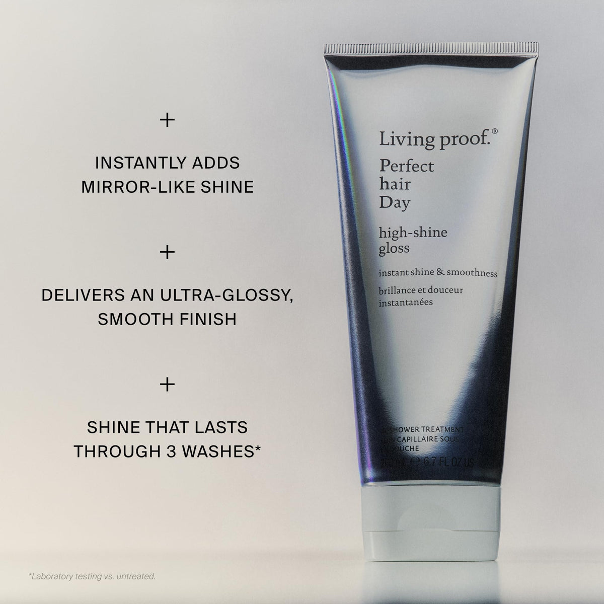 Living Proof before and after hair showing increased shine and vibrancy