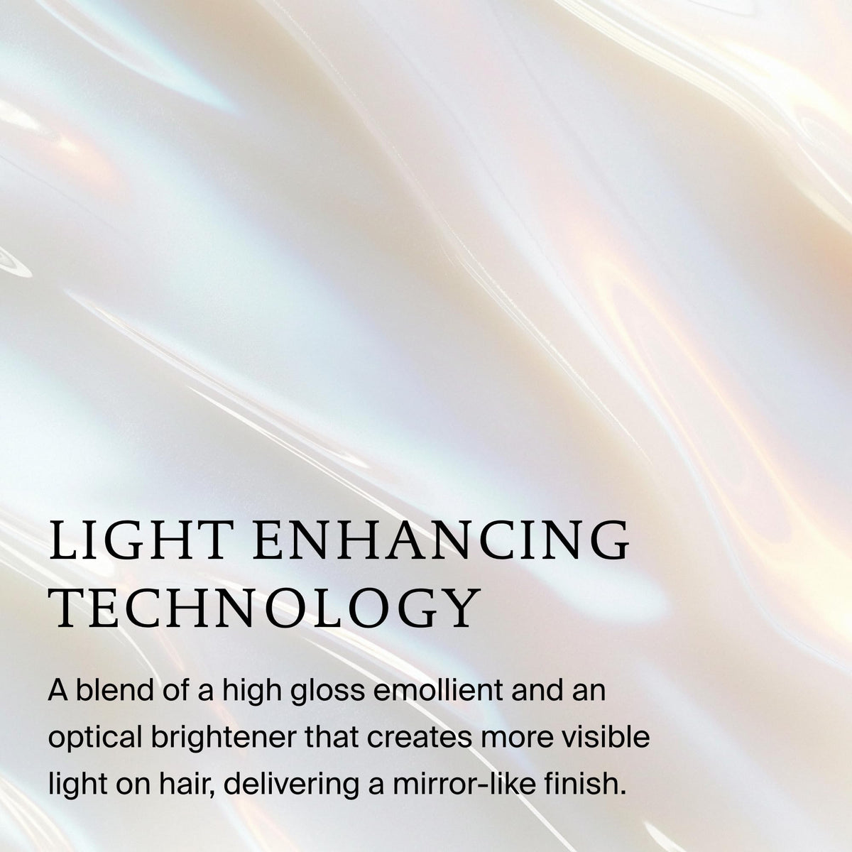 Living Proof close-up of glossy hair strands showing smooth cuticle benefit