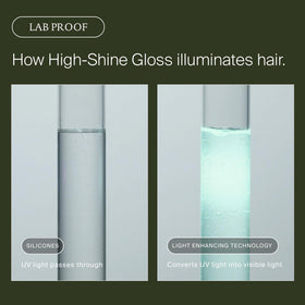 Living Proof bottle next to a hand for size scale and portability benefit