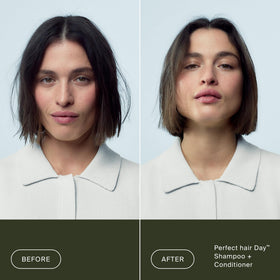 Living Proof dispensing conditioner from pump showing easy application benefit
