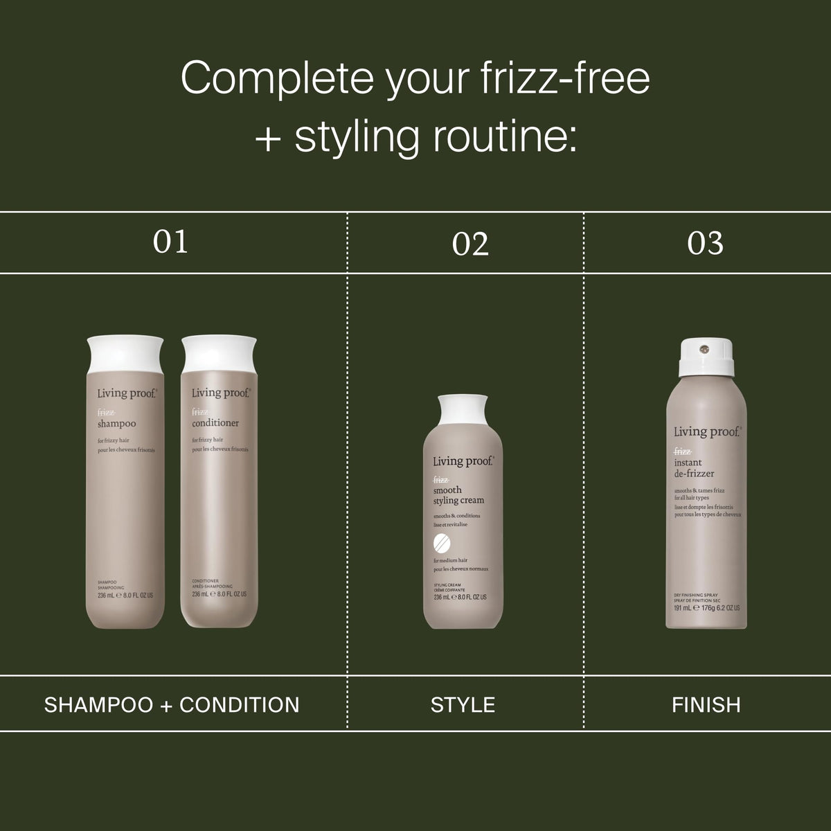 Living Proof size comparison next to common item showing bottle scale for travel planning
