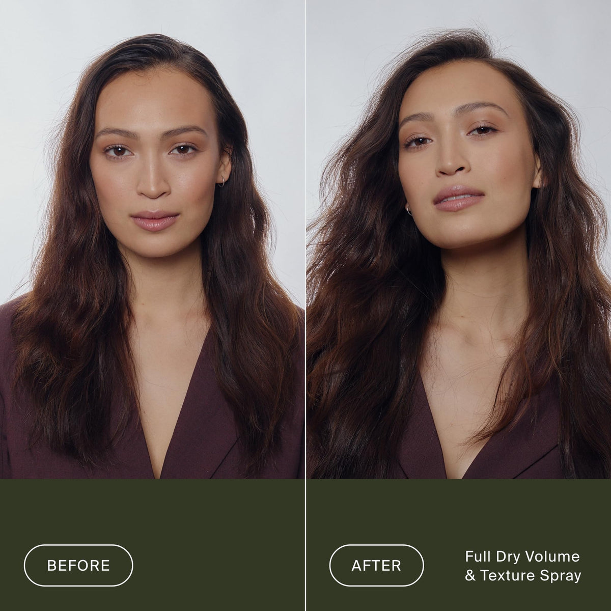 Living Proof being sprayed at roots to demonstrate instant lift and longer-lasting volume benefit