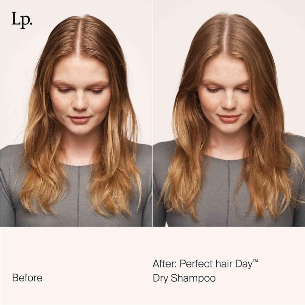 Living Proof spray texture on hair roots demonstrating oil absorption and added volume