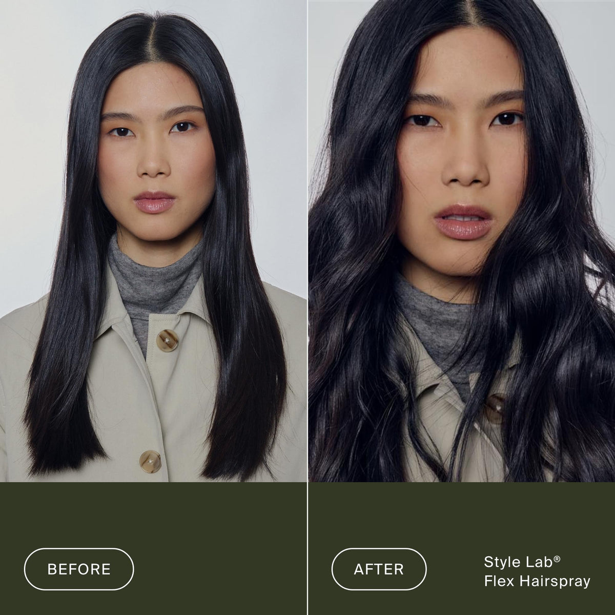 Living Proof applied to dry hair to smooth flyaways and add shape