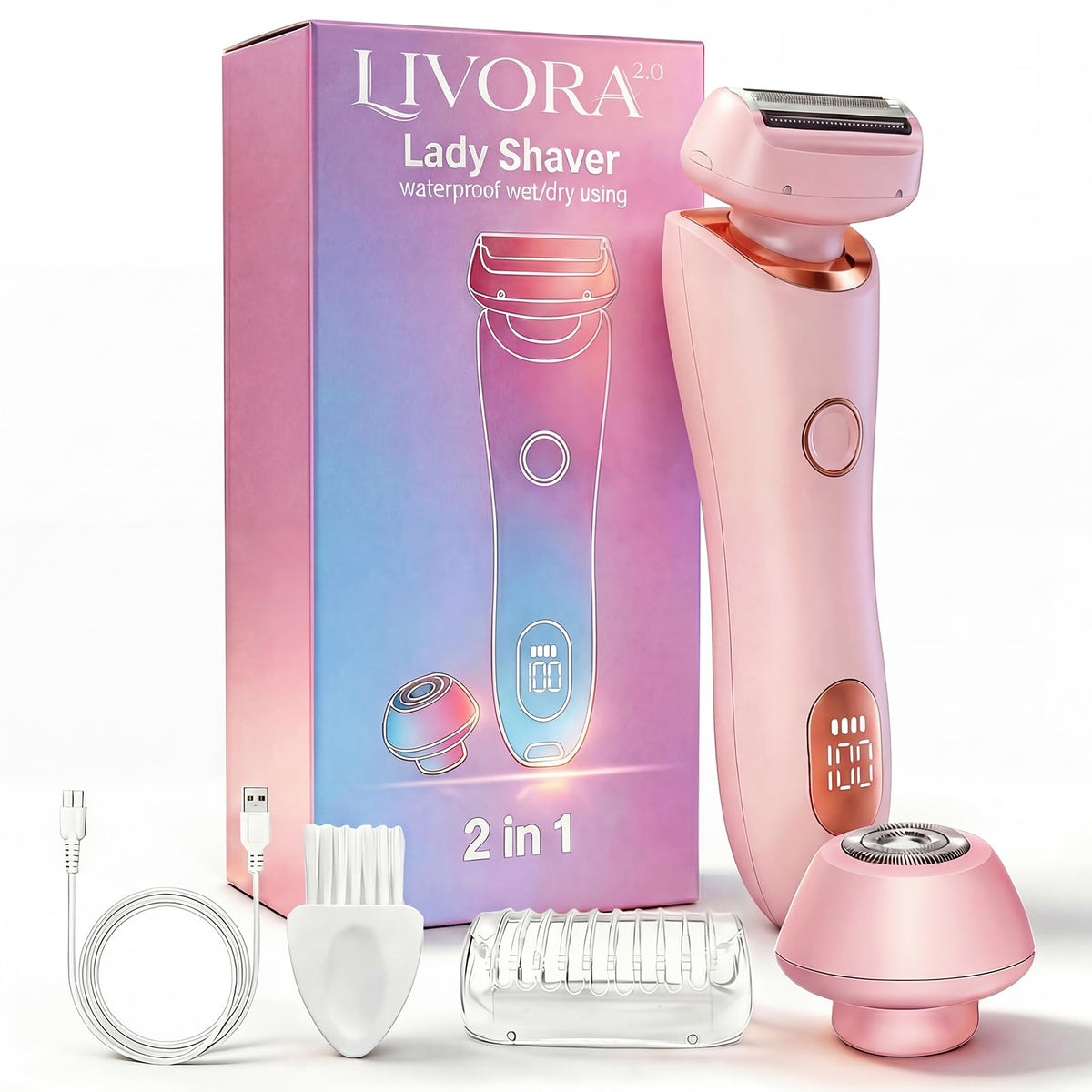 Livora front view pink razor showing sleek profile and one-button ease for travel
