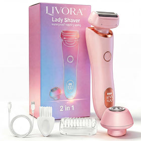 Livora front view pink razor showing sleek profile and one-button ease for travel