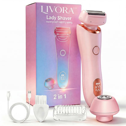 Livora front view pink razor showing sleek profile and one-button ease for travel