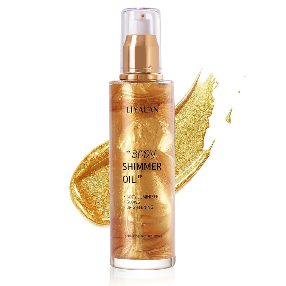 LIYALAN front packaging shows shimmering gold bottle and elegant branding for instant glow
