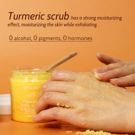 LIYALAN applying scrub to elbows and knees to smooth rough patches