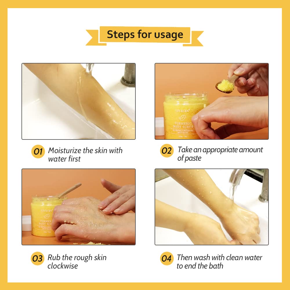 LIYALAN arranged turmeric and shea butter ingredients showing natural benefits