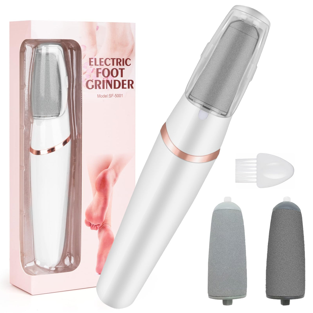 LIYUJSDZ front view of electric foot file showing compact ergonomic design and ease