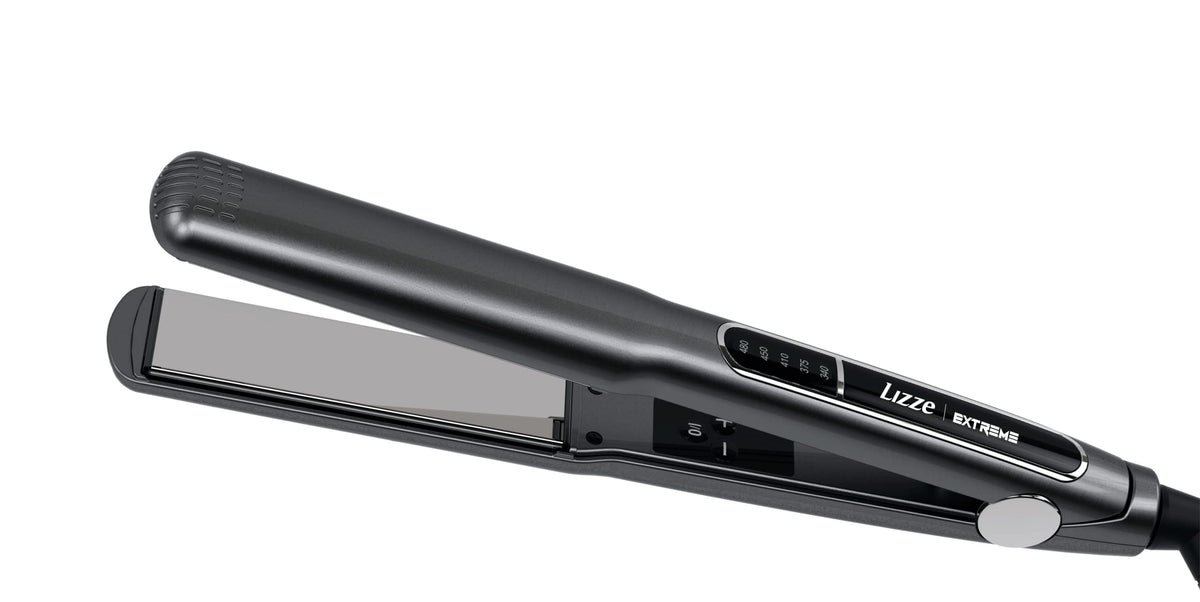 Lizze front view of the straightener showing slim ergonomic body and professional appeal