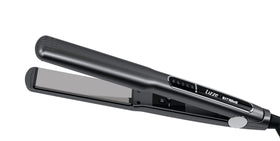 Lizze front view of the straightener showing slim ergonomic body and professional appeal