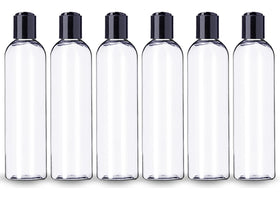 ljdeals clear bullet bottles front packaging showing six bottles and caps for neat storage