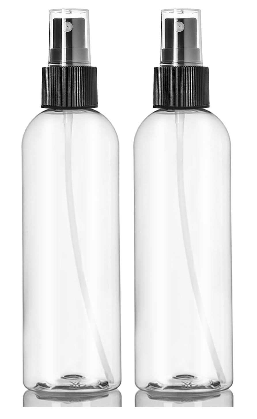 ljdeals front view 8oz clear spray bottle shows product clarity and label readiness