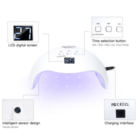 LKE hand inside lamp with LEDs on demonstrating automatic sensor benefit